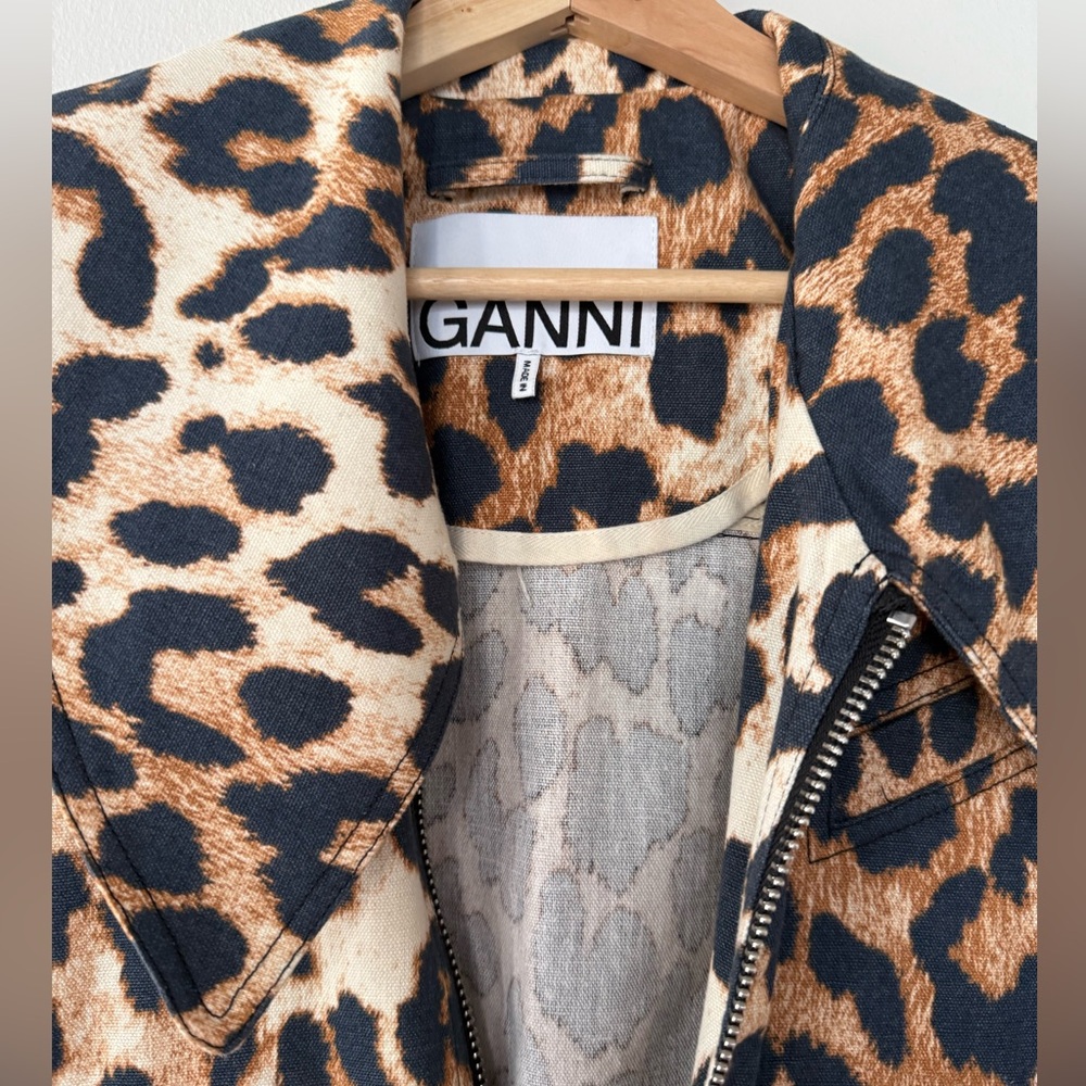 Ganni leopard jean jacket